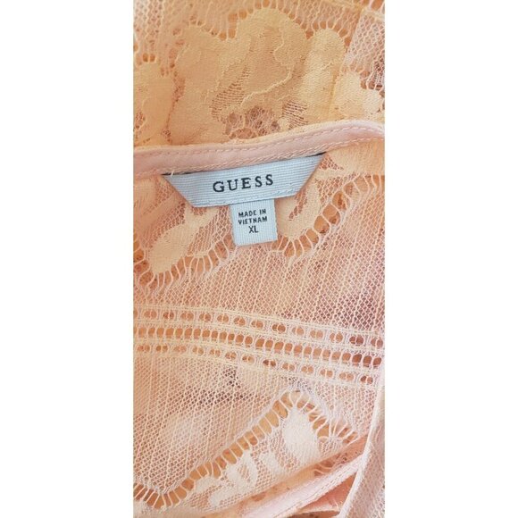 GUESS SWEET PEACH LACE SLEEVELESS BLOUSE TOP SZ XL - Picture 4 of 6